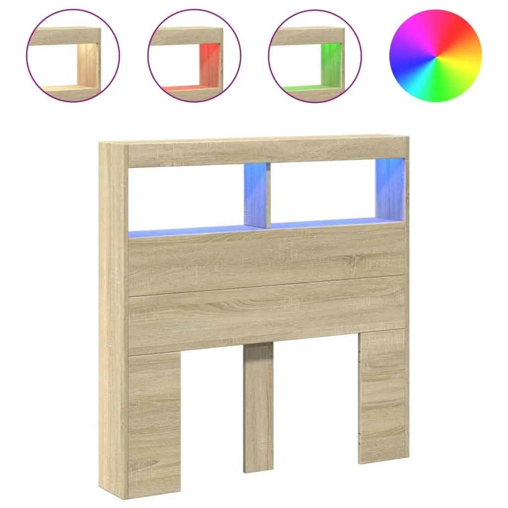 Brown 100 cm Headboard Cabinet with Custom RGB LED Lights