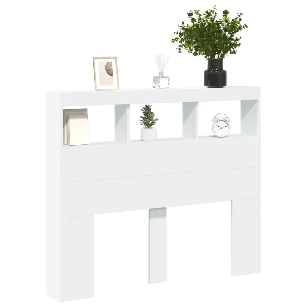 Headboard Cabinet Engineered Wood 120cm White with RGB LED Lights