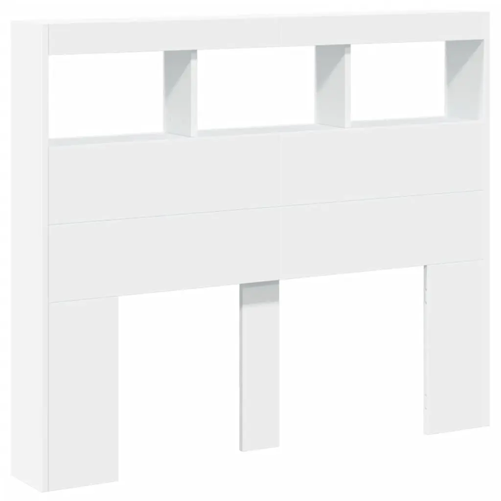 Headboard Cabinet Engineered Wood 120cm White with RGB LED Lights