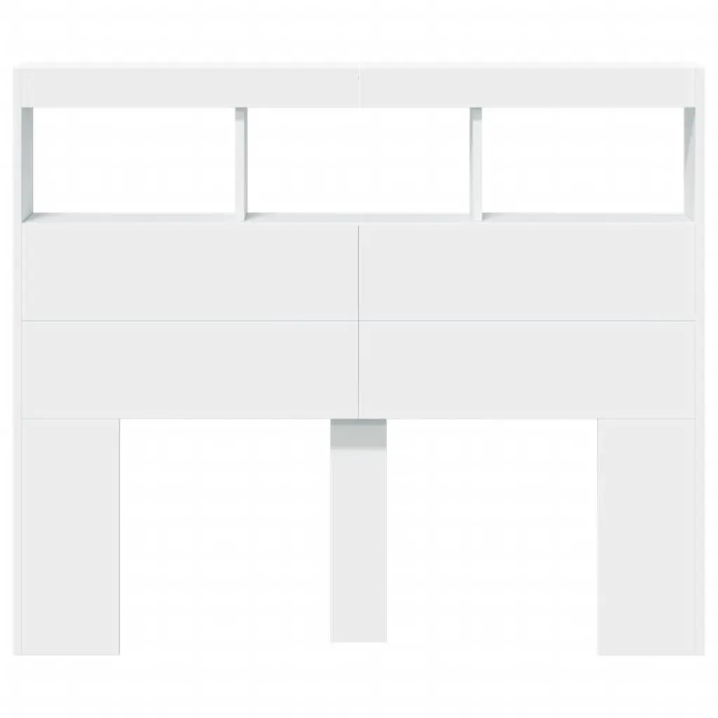 Headboard Cabinet Engineered Wood 120cm White with RGB LED Lights