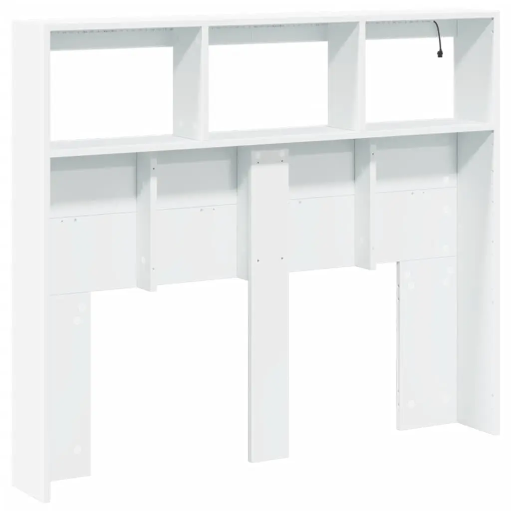 Headboard Cabinet Engineered Wood 120cm White with RGB LED Lights