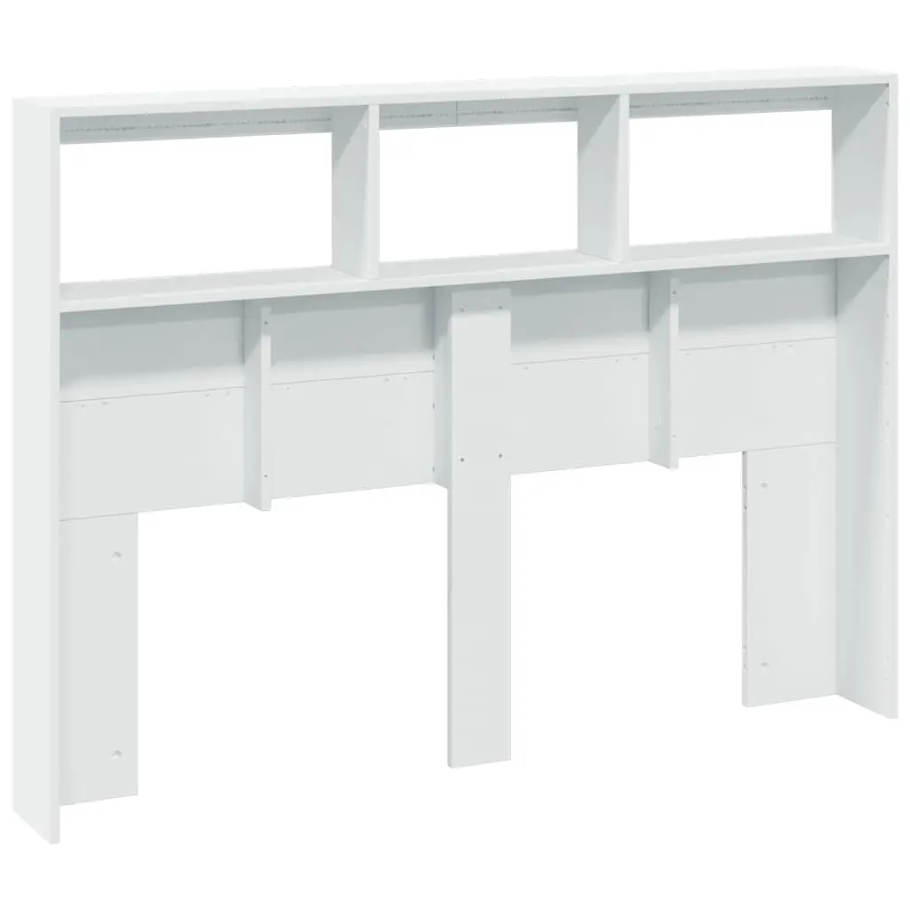 Headboard Cabinet Engineered Wood 140 cm White with RGB LED Lights