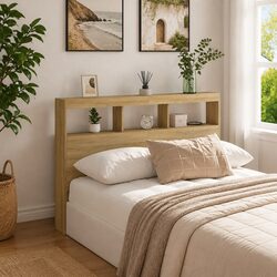 RGB LED Headboard Cabinet for Bedroom Storage 140cm