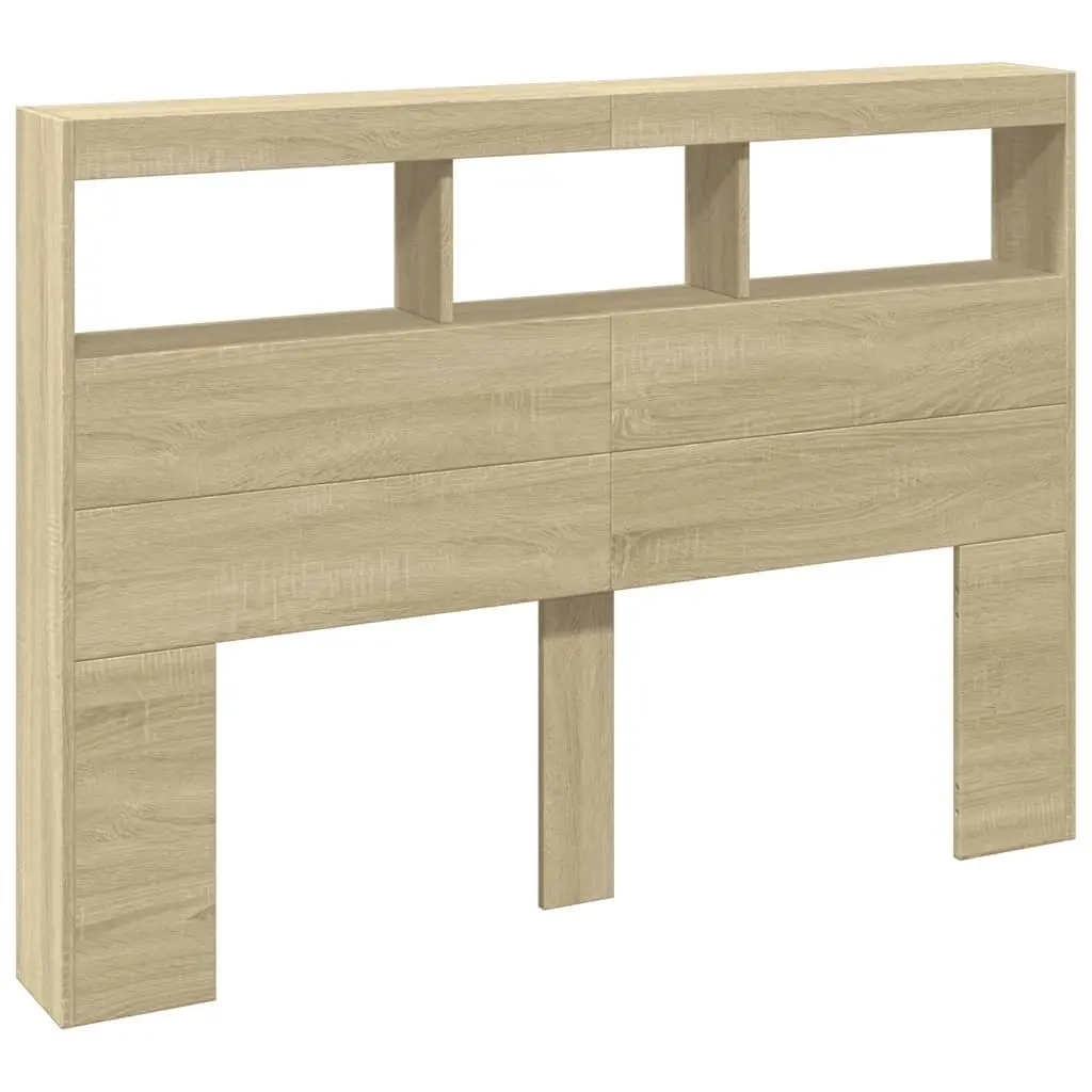 Headboard Cabinet Engineered Wood 140cm Sonoma Oak with RGB LED Lights