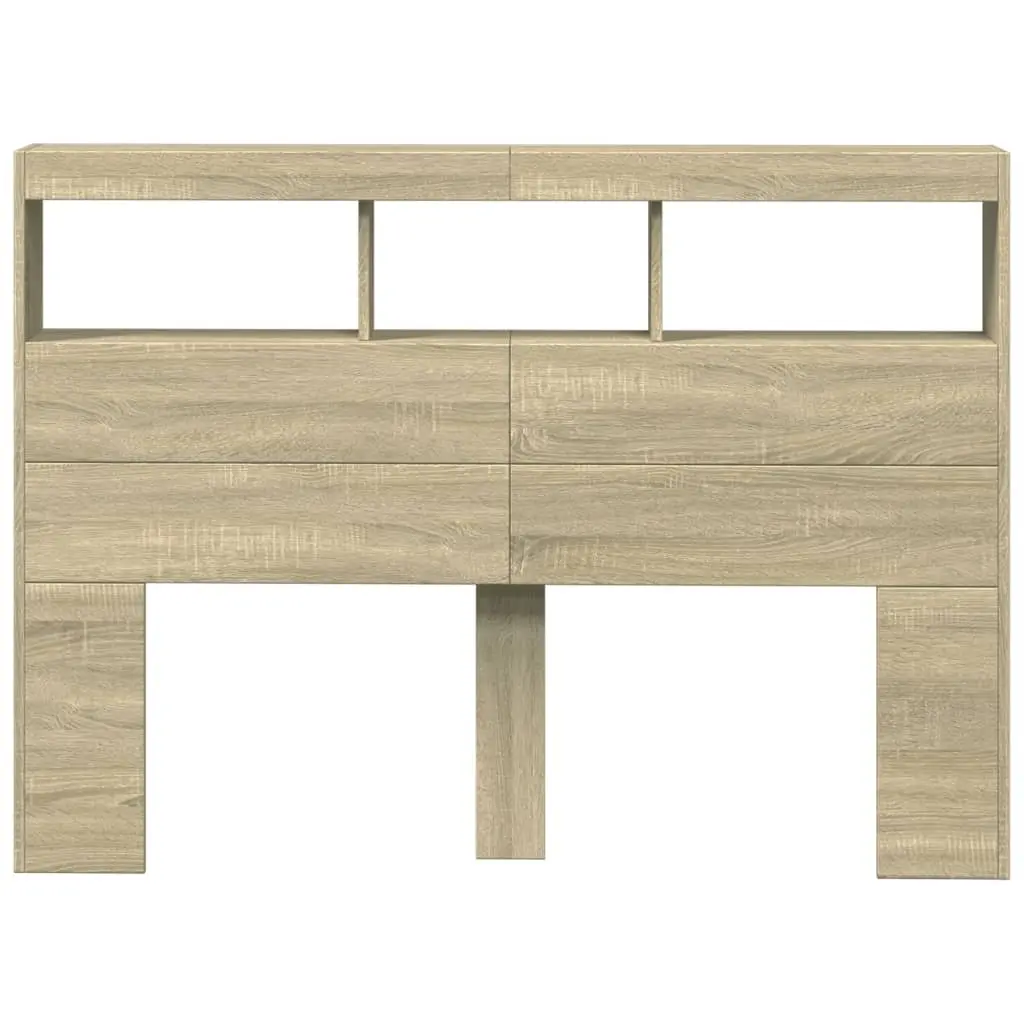 Headboard Cabinet Engineered Wood 140cm Sonoma Oak with RGB LED Lights