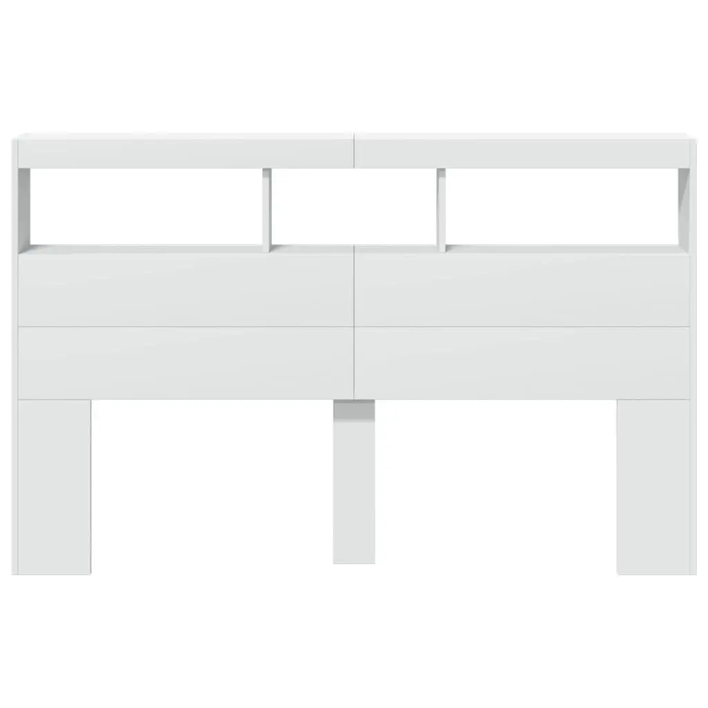 Headboard Cabinet with LED Lights in White