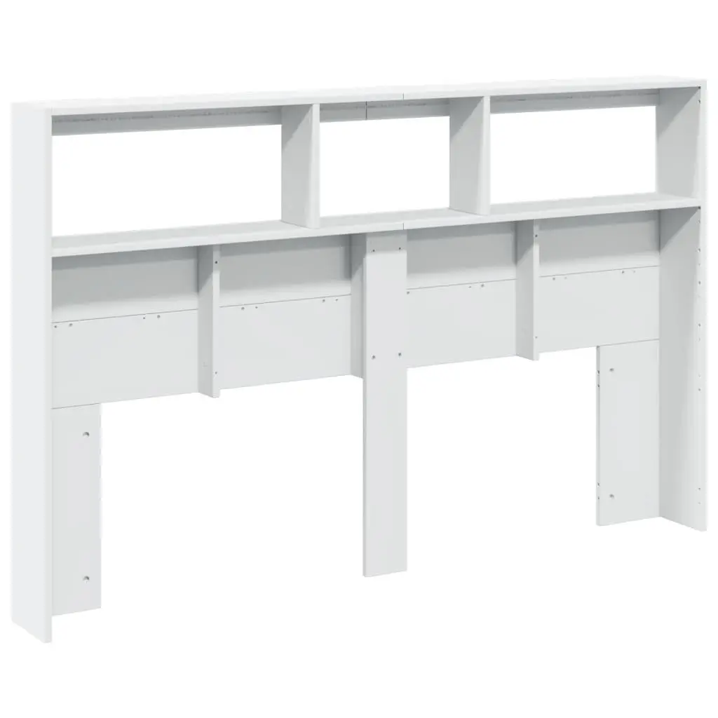 Headboard Cabinet with LED Lights in White
