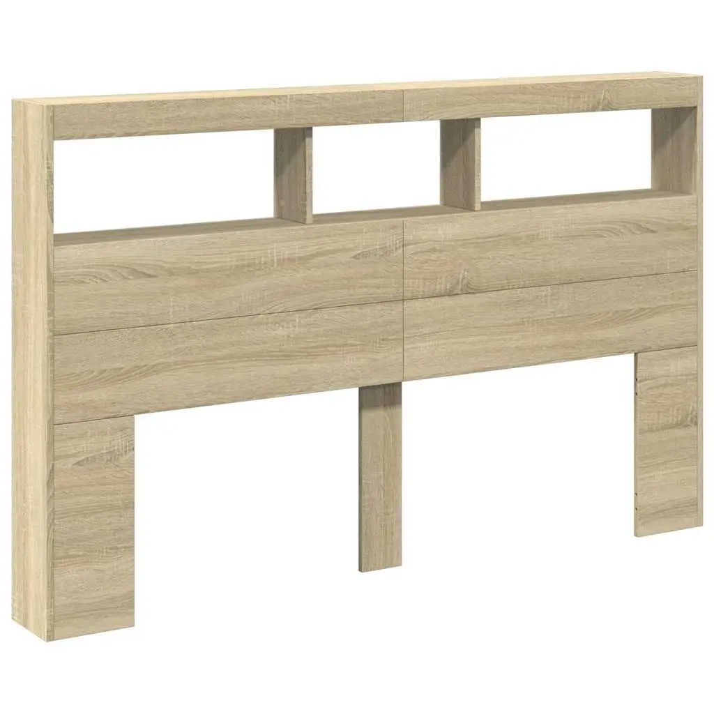 Headboard Cabinet with RGB LED Lights Storage Bedroom Furniture Brown 160cm