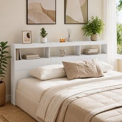 Stylish Headboard Cabinet with RGB LED Lights 200cm