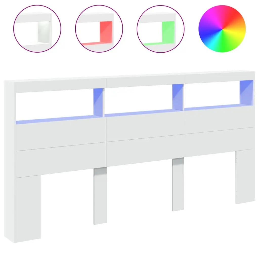 Headboard Cabinet with RGB LED Lights 200cm