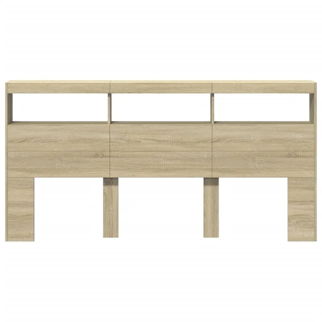 Brown Engineered Wood Headboard Cabinet with RGB LED Lights