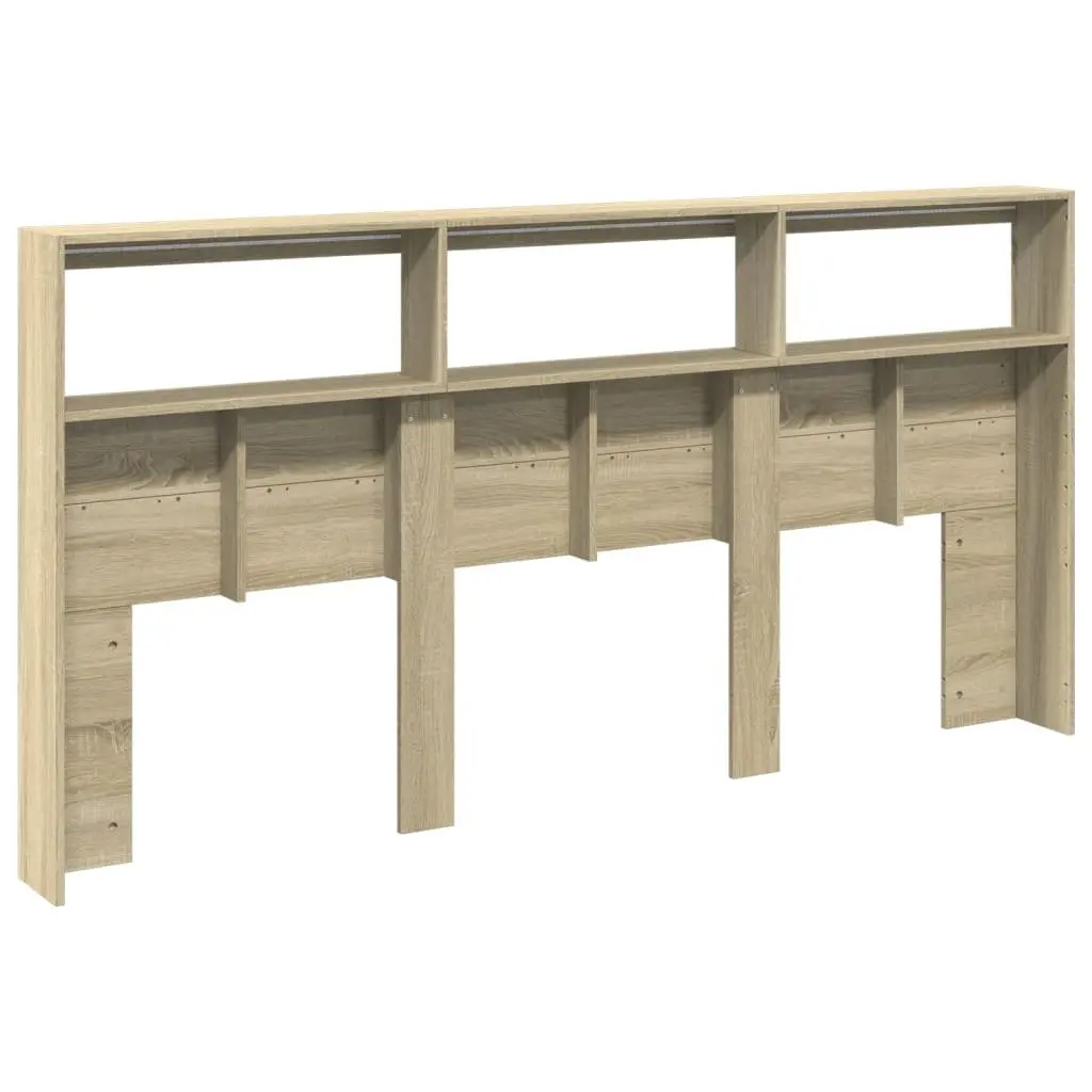 Brown Engineered Wood Headboard Cabinet with RGB LED Lights