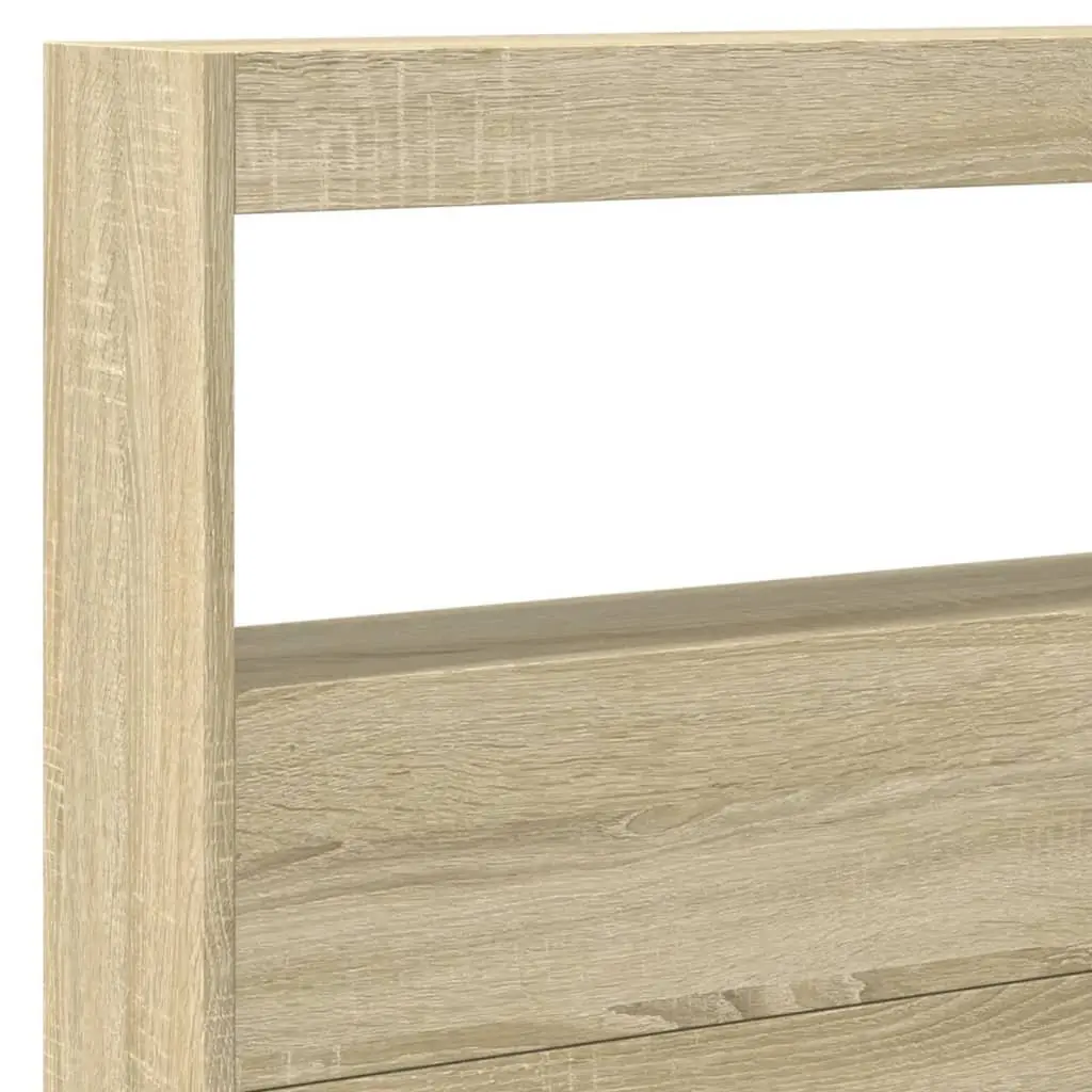Brown Headboard Cabinet with LED Lights for Storage