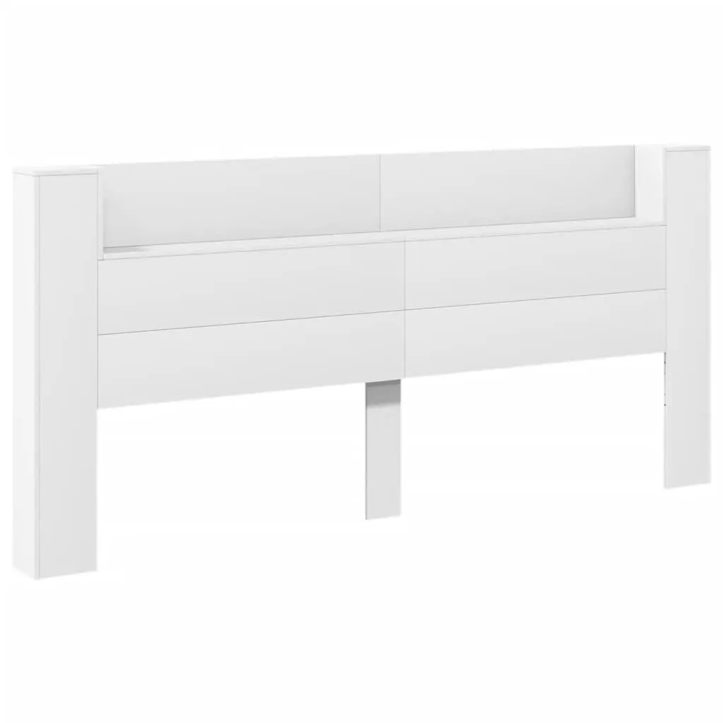 White Headboard Cabinet with RGB LED Lights 220cm