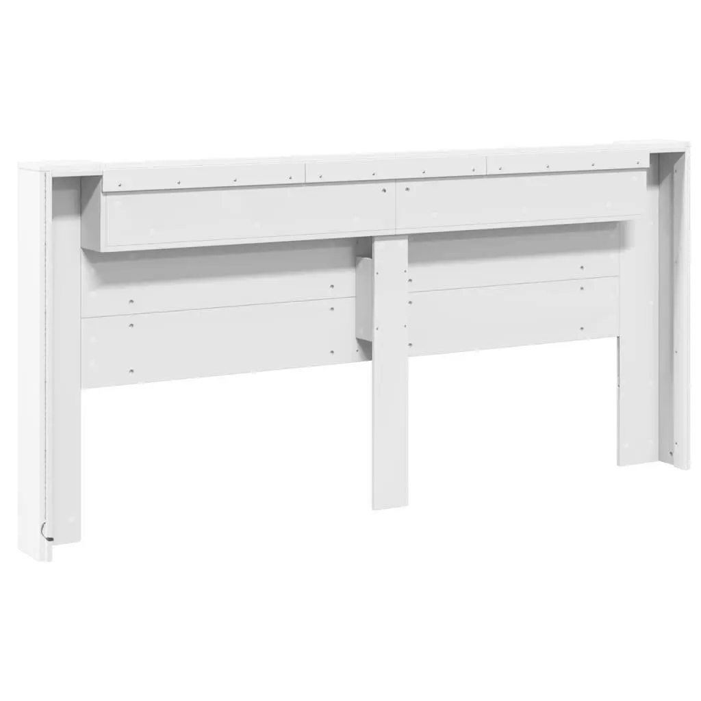 White Headboard Cabinet with RGB LED Lights 220cm