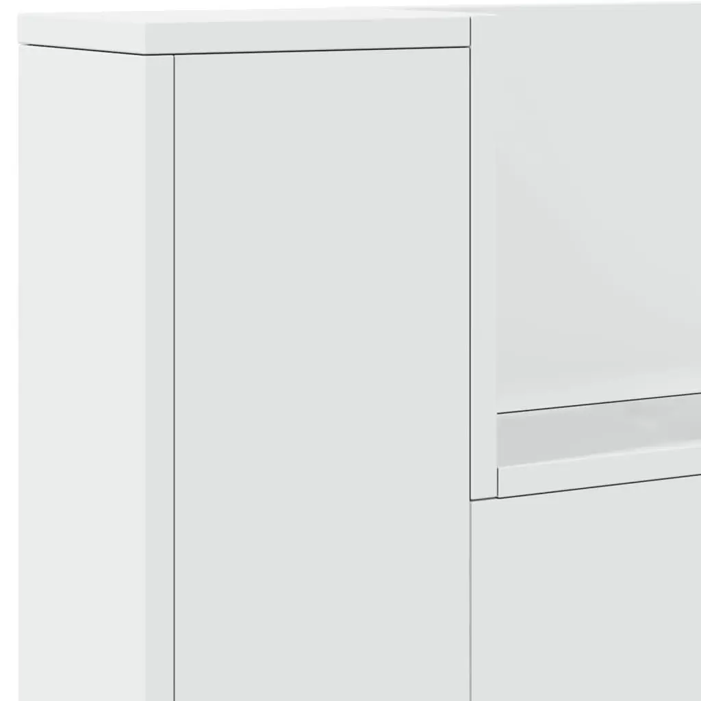 White Headboard Cabinet with RGB LED Lights 220cm