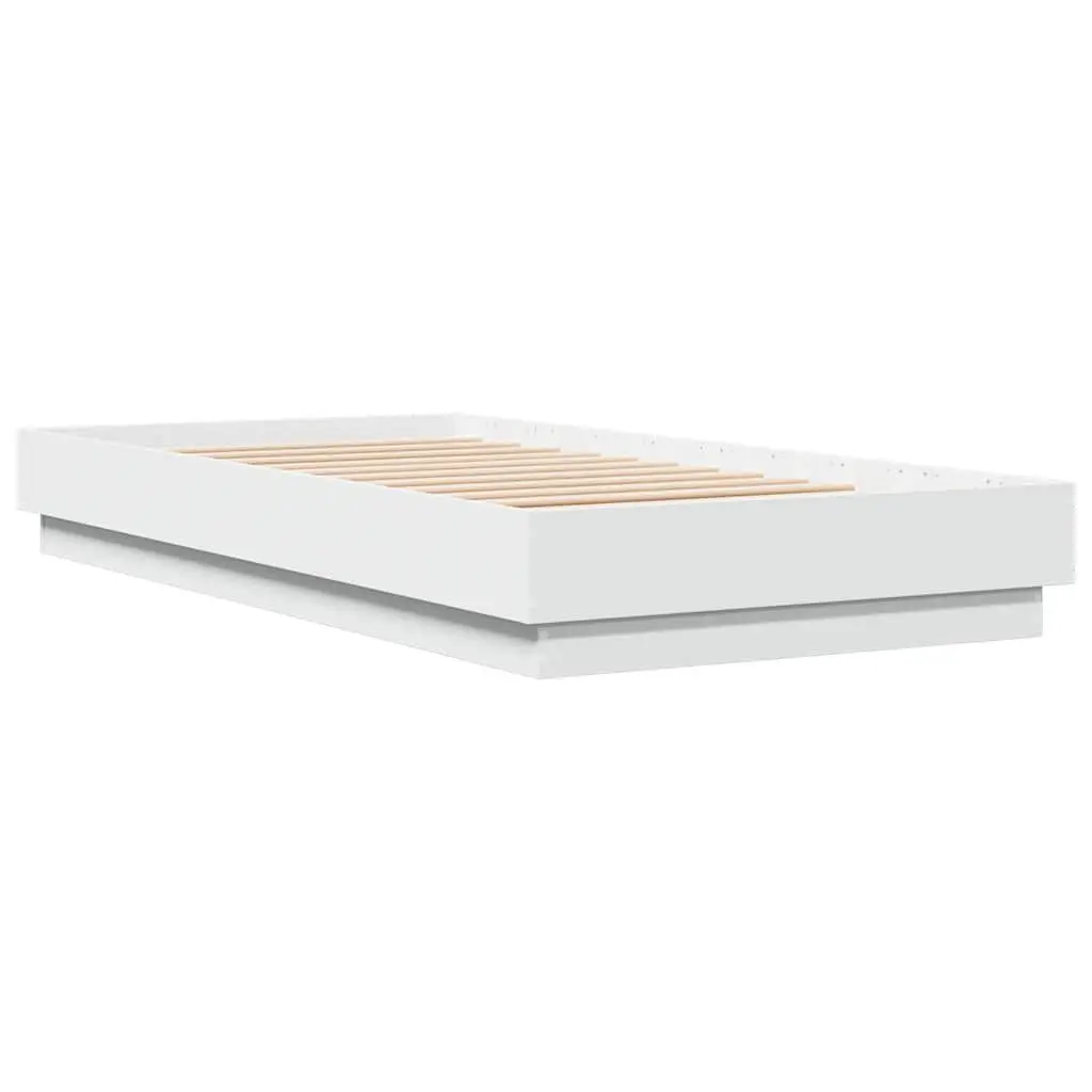 White Bed Frame 90x190 cm with Slatted Base