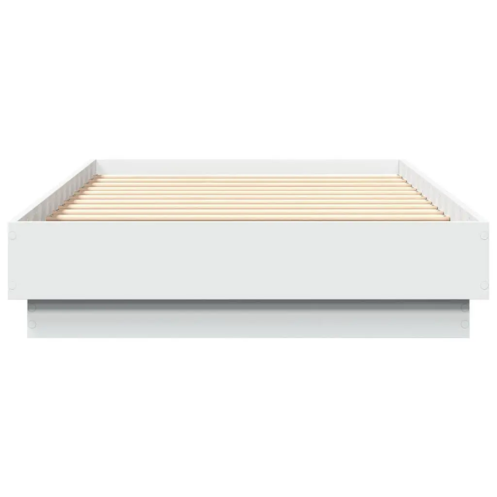 White Bed Frame 90x190 cm with Slatted Base