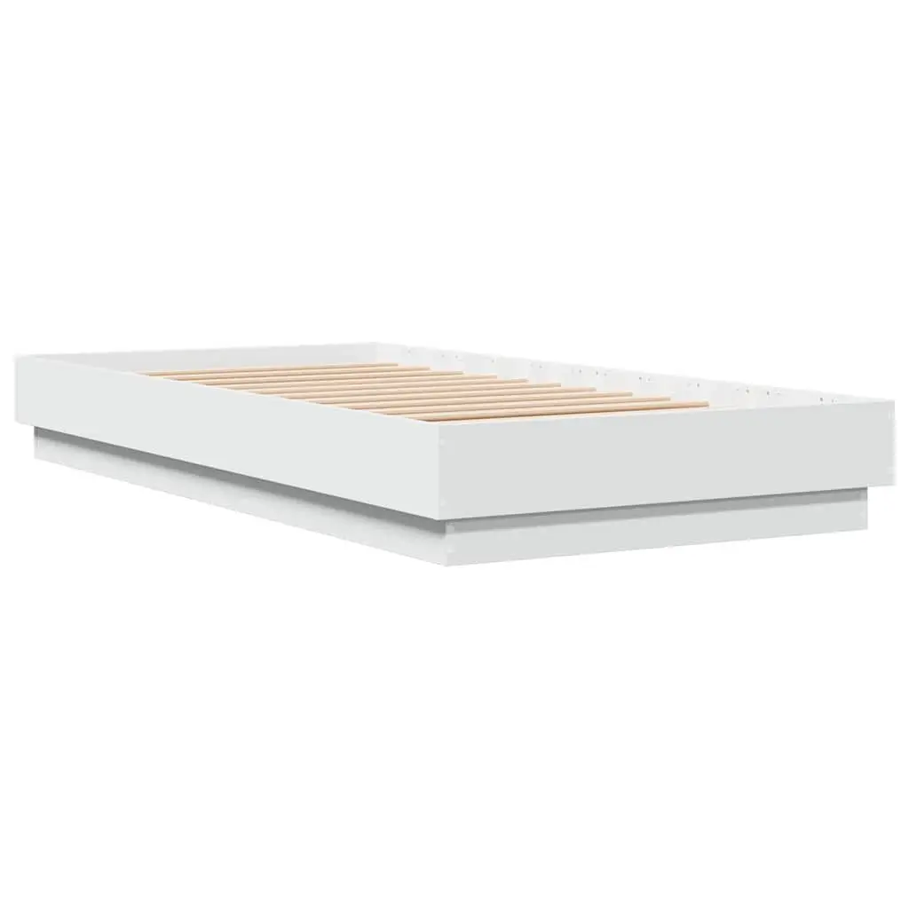 White Bed Frame 90x190 cm with Slatted Base