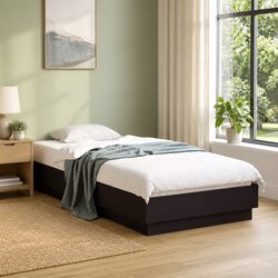 Sturdy Black Bed Frame 90x190 cm with Slatted Base