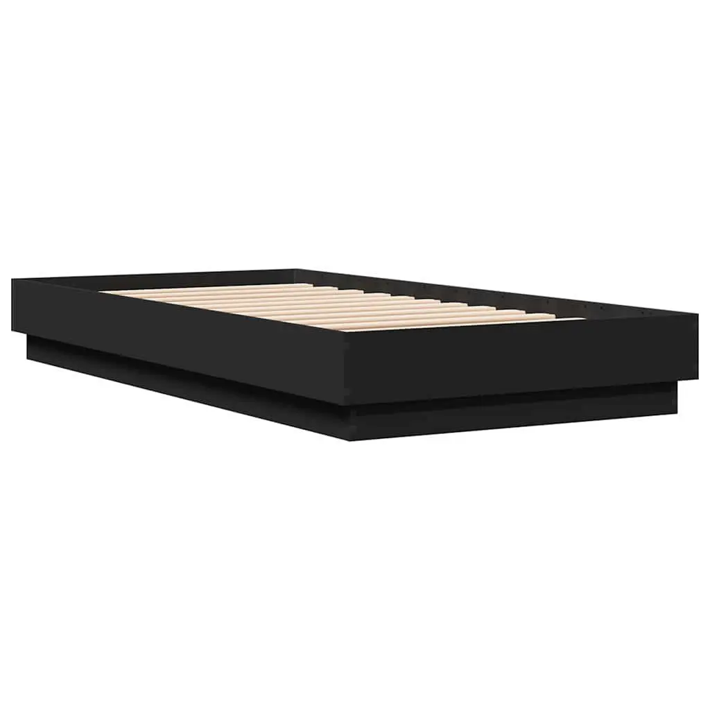 Black Bed Frame 90x190 cm with Slatted Base