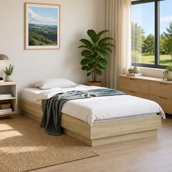 Sturdy Engineered Wood Bed Frame 90x190 cm in Sonoma Oak