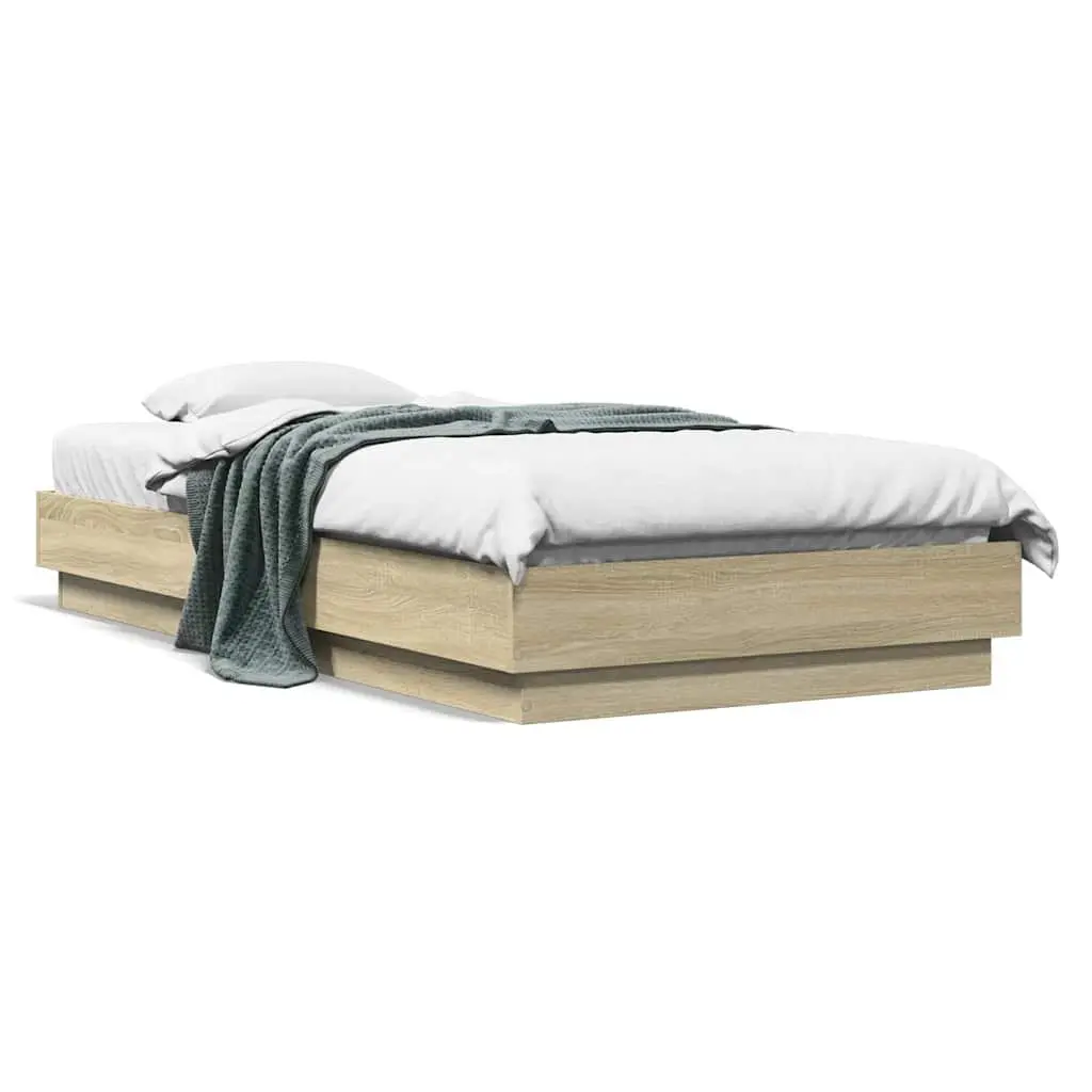 Engineered Wood Bed Frame 90x190 cm in Sonoma Oak