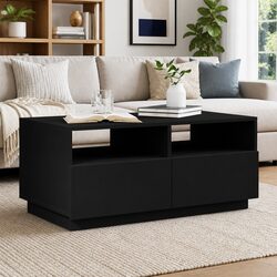 Black Modern Coffee Table with Custom RGB LED Lights