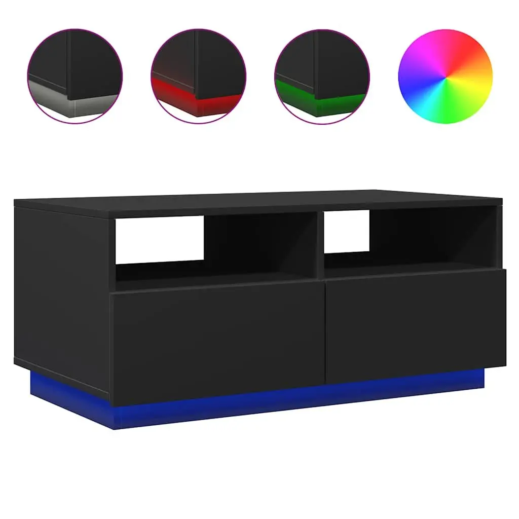 Black Modern Coffee Table with Custom RGB LED Lights