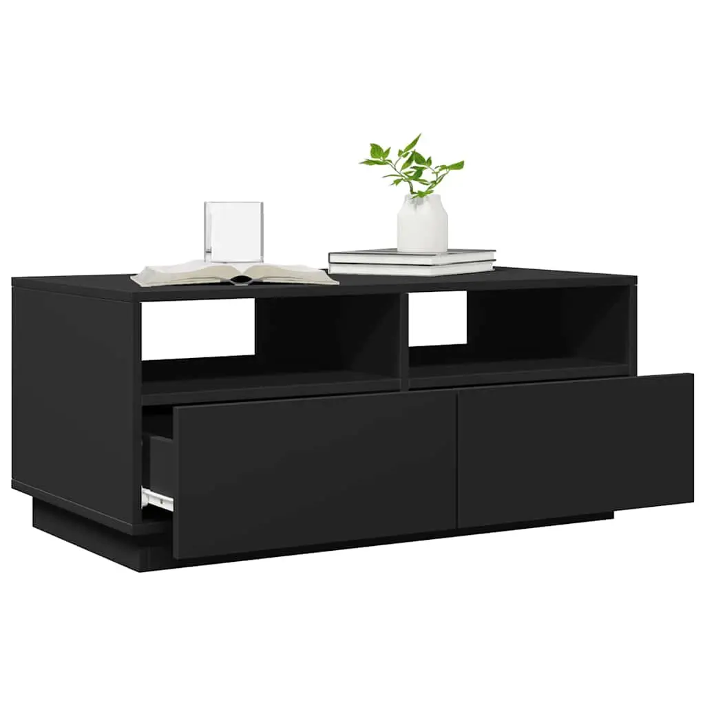Black Modern Coffee Table with Custom RGB LED Lights