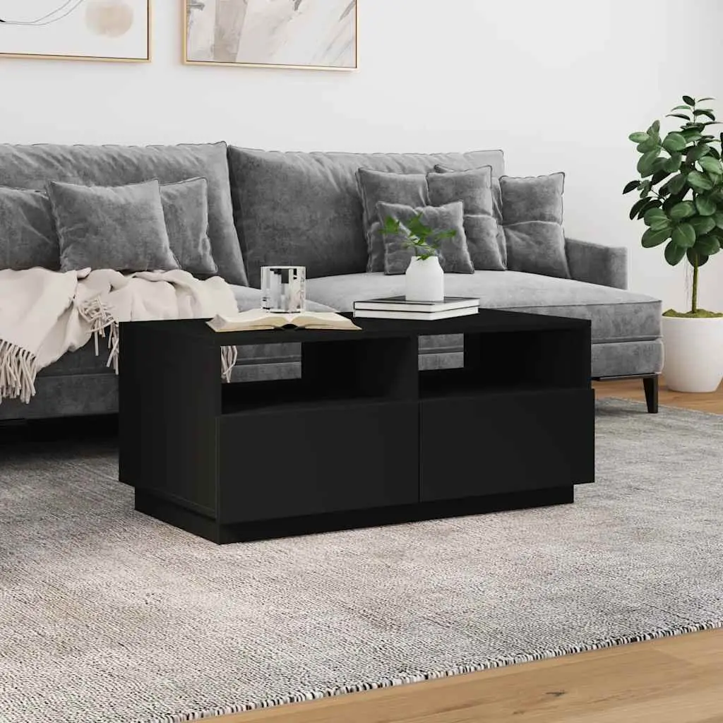 Black Modern Coffee Table with Custom RGB LED Lights