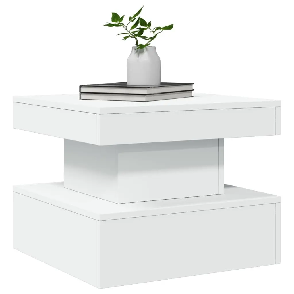 White Coffee Table with RGB LED Lights 50x50x40cm
