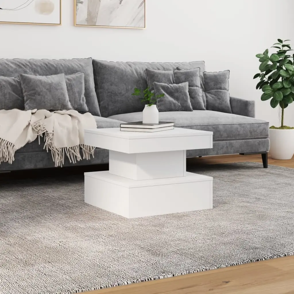 White Coffee Table with RGB LED Lights 50x50x40cm