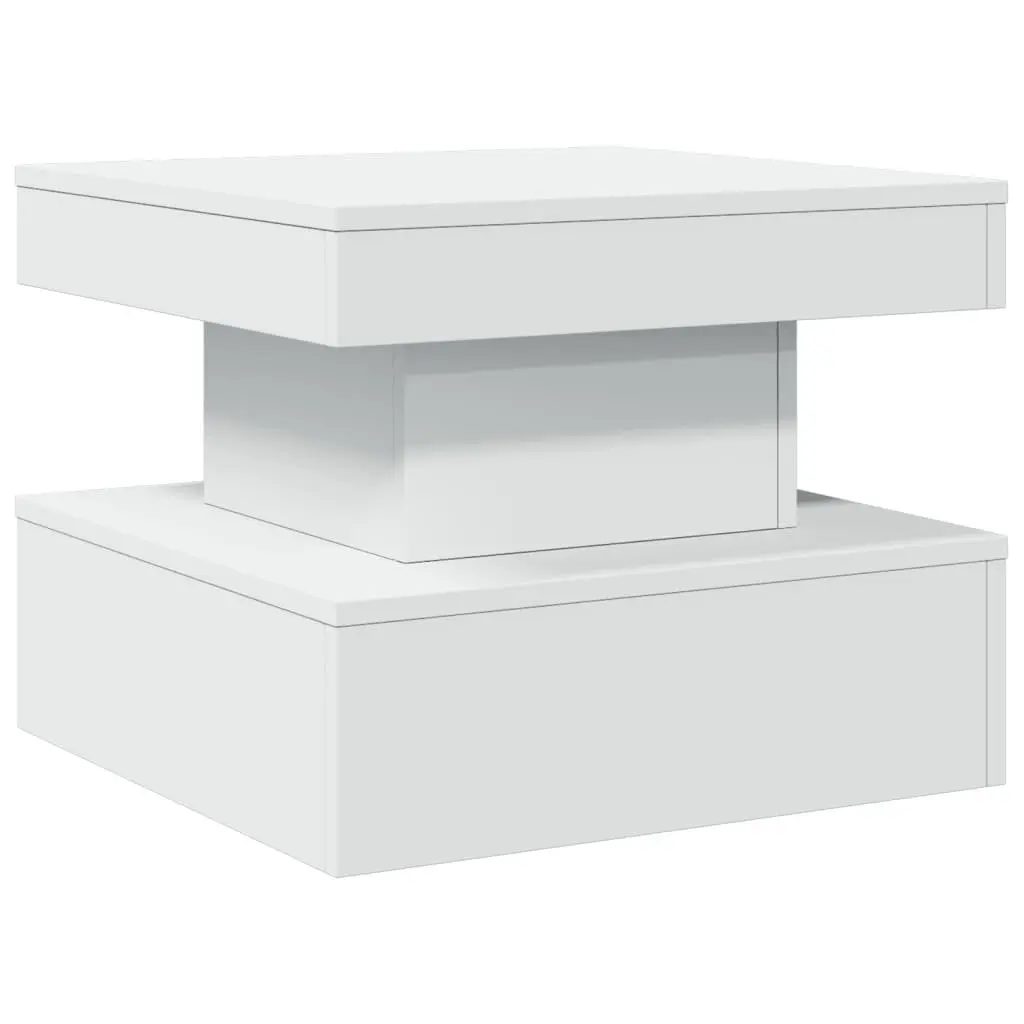White Coffee Table with RGB LED Lights 50x50x40cm