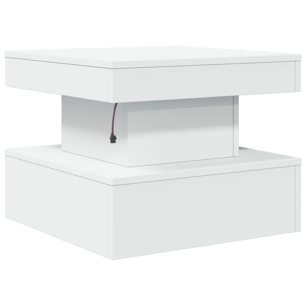 White Coffee Table with RGB LED Lights 50x50x40cm