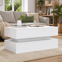RGB LED Coffee Table in White for Modern Homes 90x50x40cm