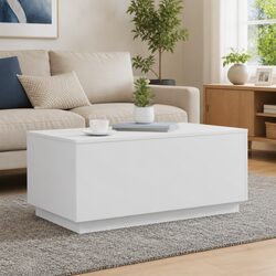 Stylish Coffee Table with RGB LED Lights - White Finish