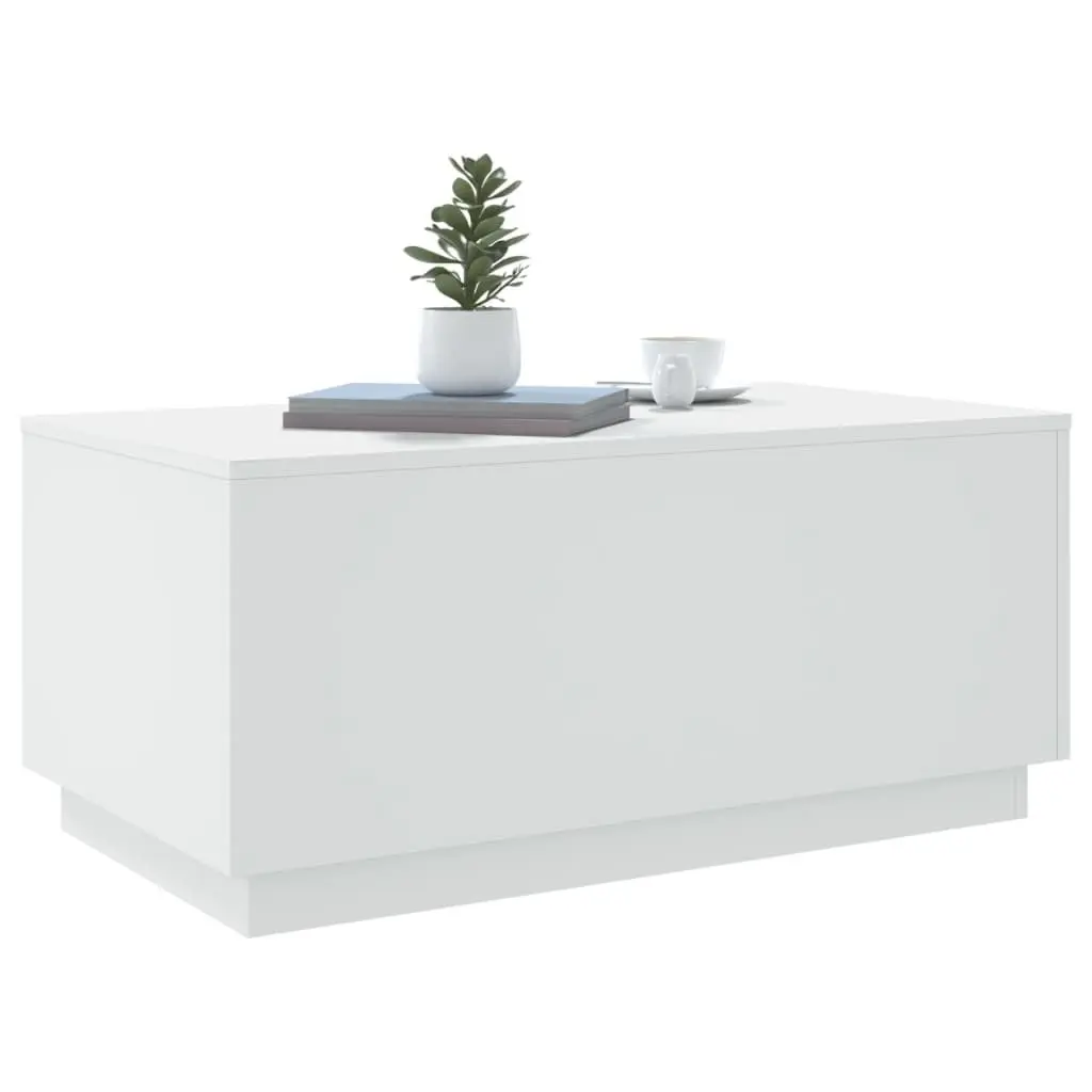 Coffee Table with RGB LED Lights Modern Living Room Accent Furniture White