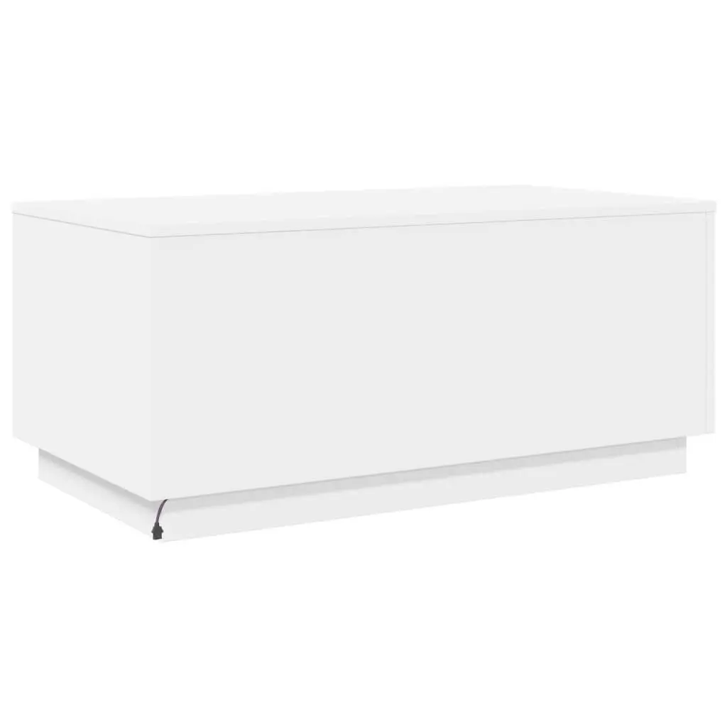 Coffee Table with RGB LED Lights Modern Living Room Accent Furniture White