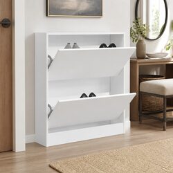 White Shoe Cabinet with Durable Construction and Ample Storage