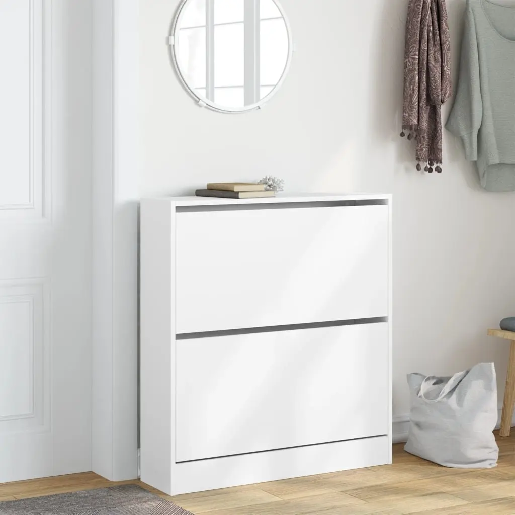 White Shoe Cabinet with Durable Construction and Ample Storage