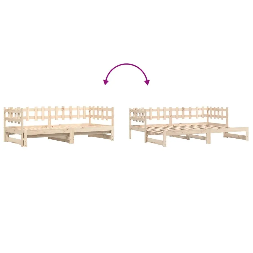 Solid Wood Pull-out Day Bed with Slatted Base