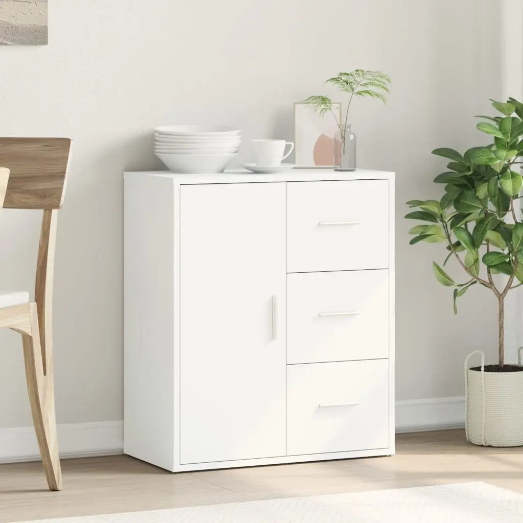 White Engineered Wood Sideboard Storage Cabinet 60x31x70 cm