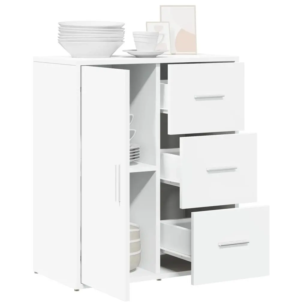 White Engineered Wood Sideboard Storage Cabinet 60x31x70 cm