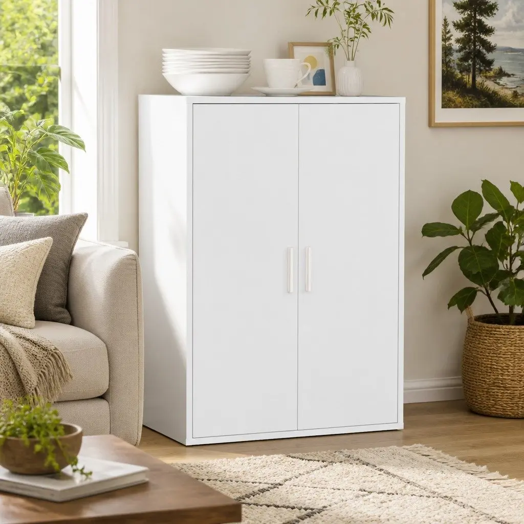 White Sideboard Storage Cabinet 60x31x84 cm
