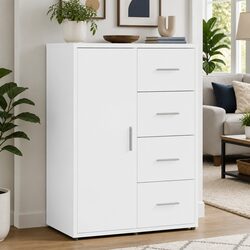 Sturdy White Sideboard 60x31x84 cm with Ample Storage