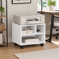 White Mobile Office Desk Organiser with Wheels