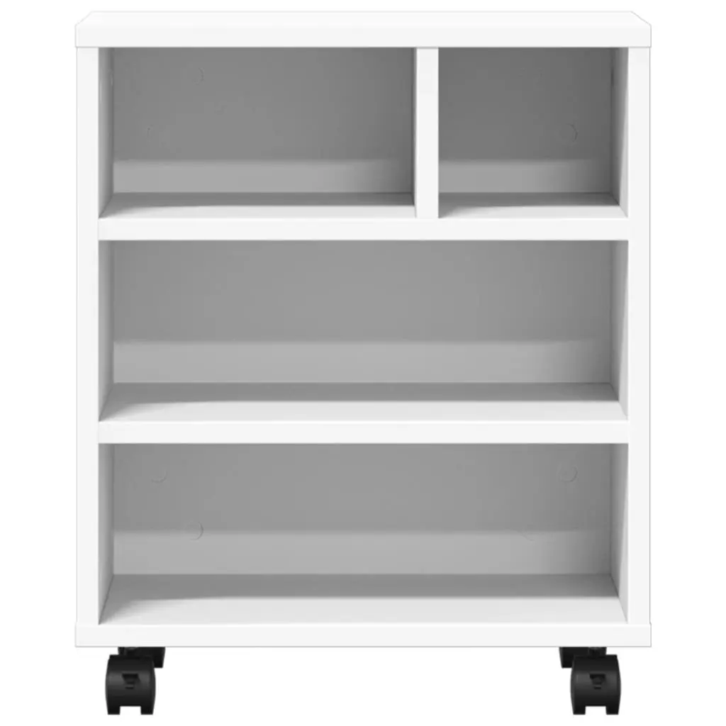 Printer Stand Engineered Wood 41 x 32 x 48 cm White Mobile Organiser Storage Shelf