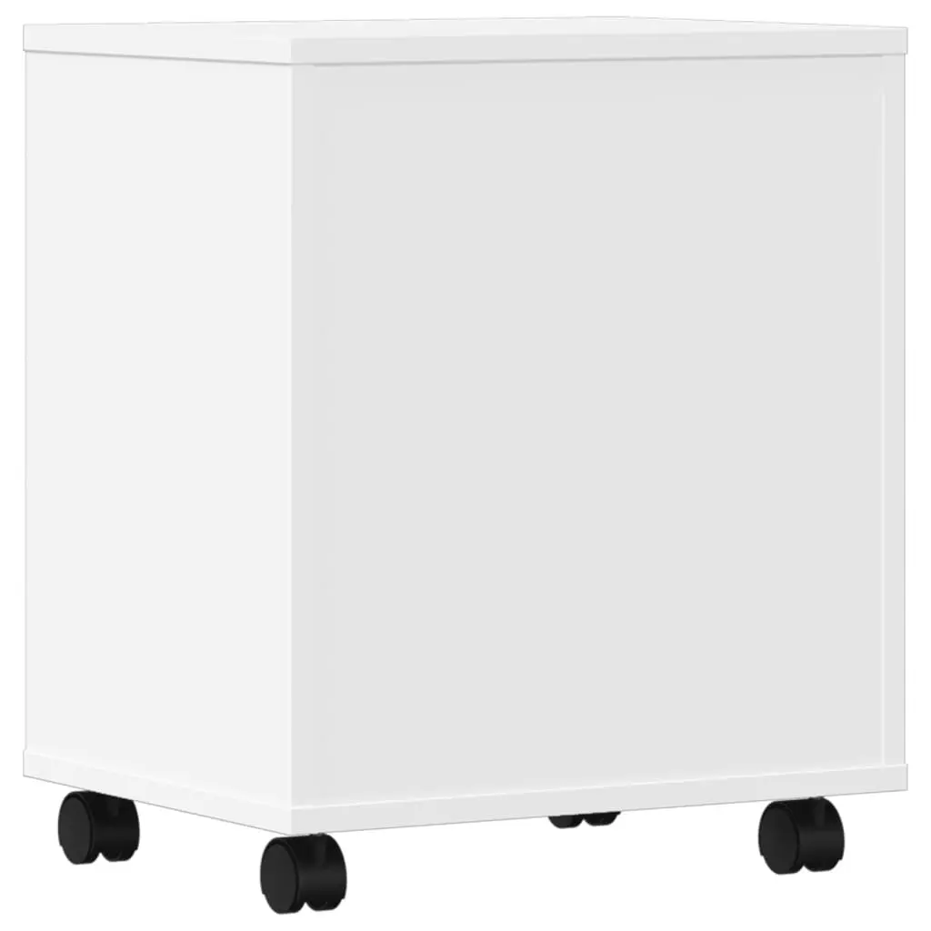 Printer Stand Engineered Wood 41 x 32 x 48 cm White Mobile Organiser Storage Shelf