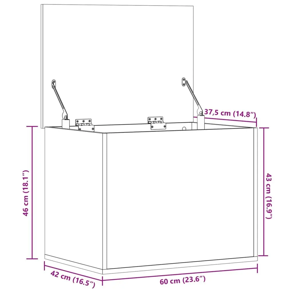 Storage Chest Engineered Wood 60x42x46 cm White Toy Box Organiser Furniture